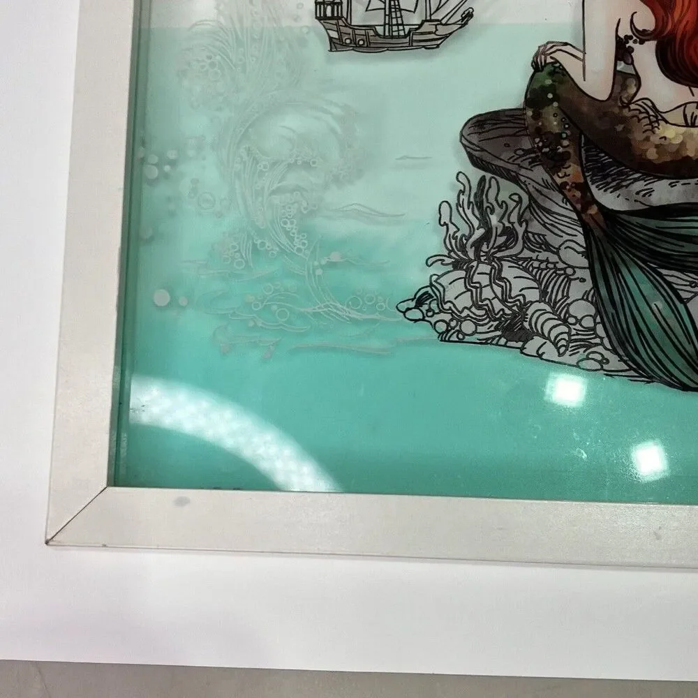 Disney The Little Mermaid Ariel Glass Wood Hanging Wall Decor 14” Square
